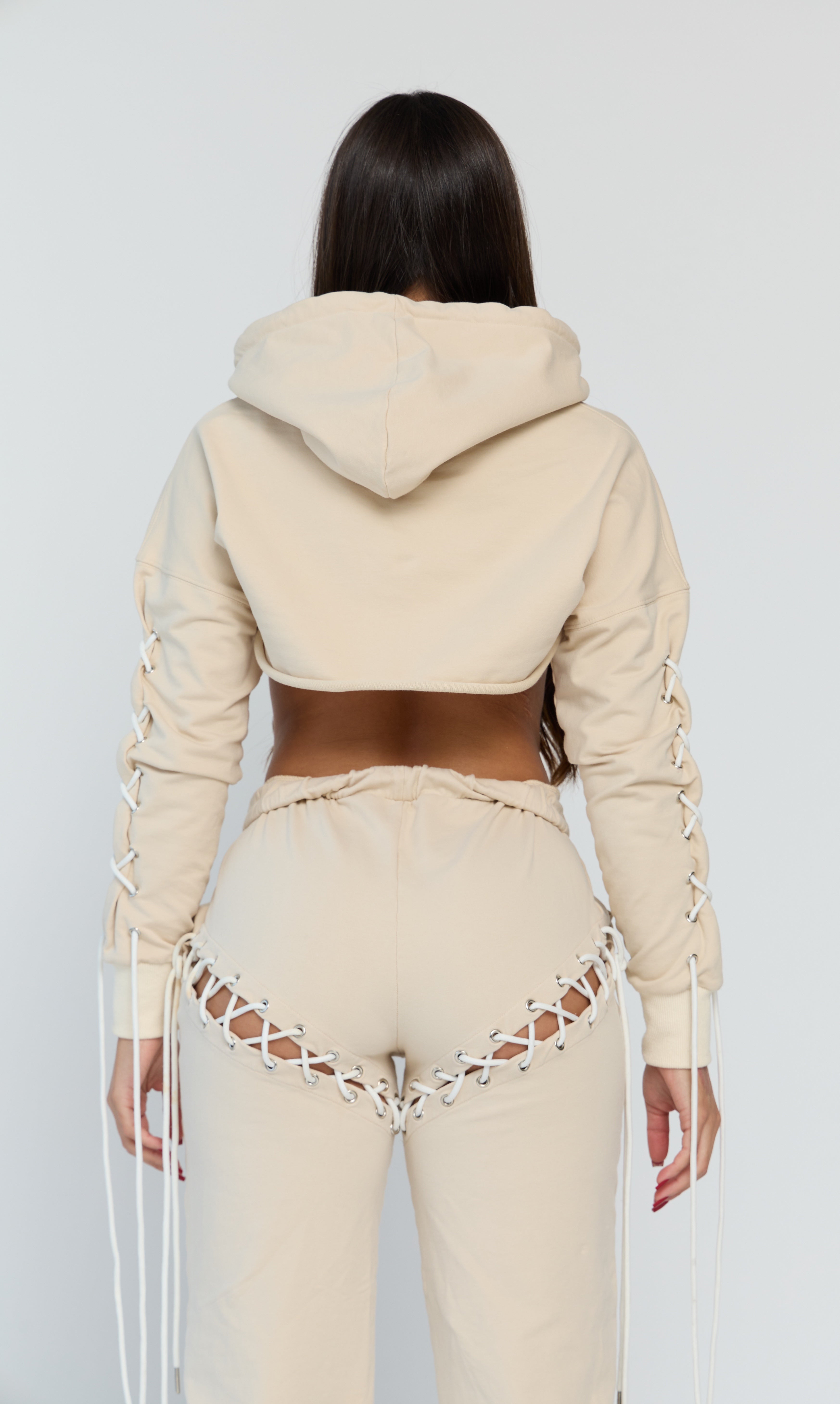 Laced Up Cropped Hoodie