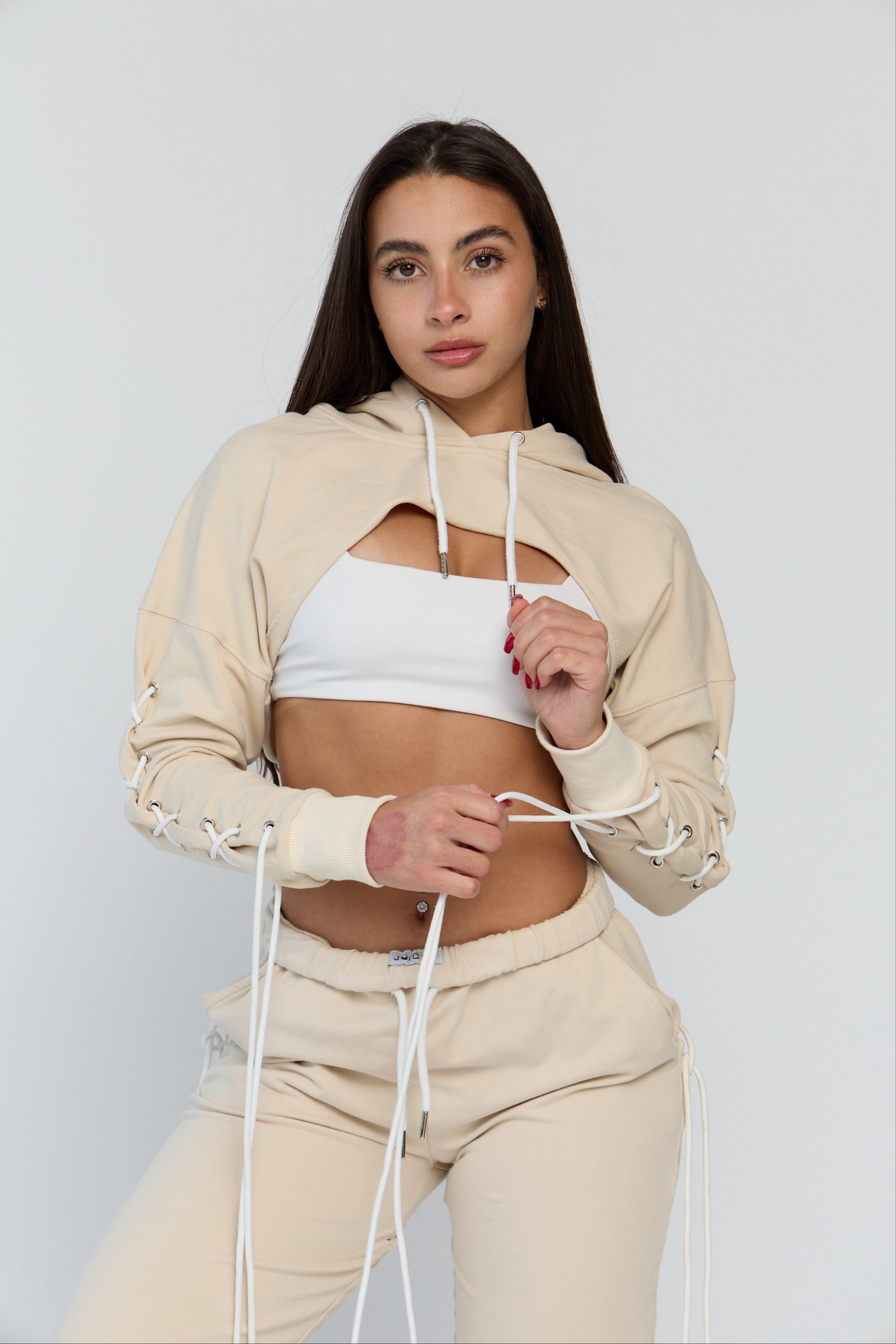 Laced Up Cropped Hoodie