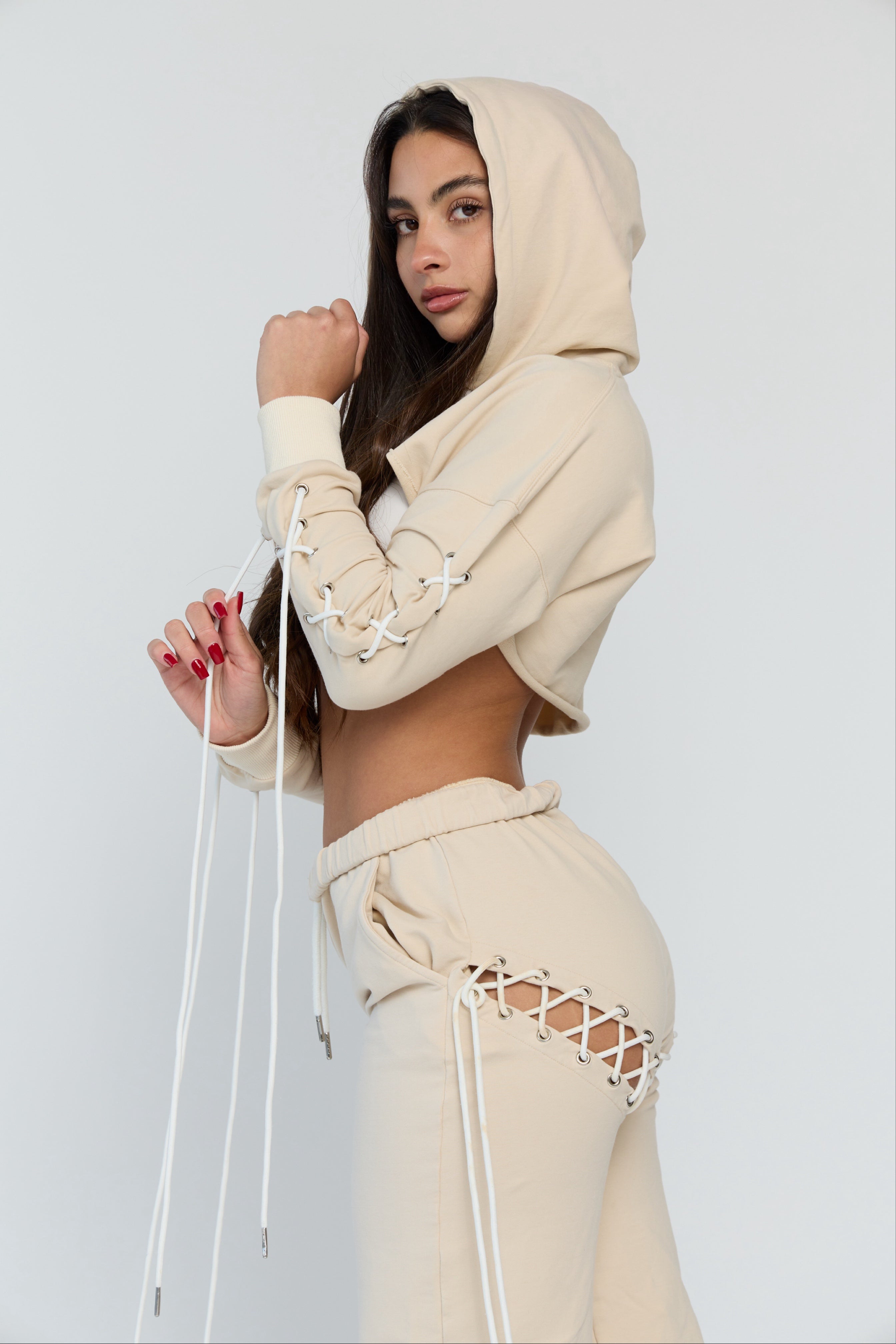 Laced Up Cropped Hoodie