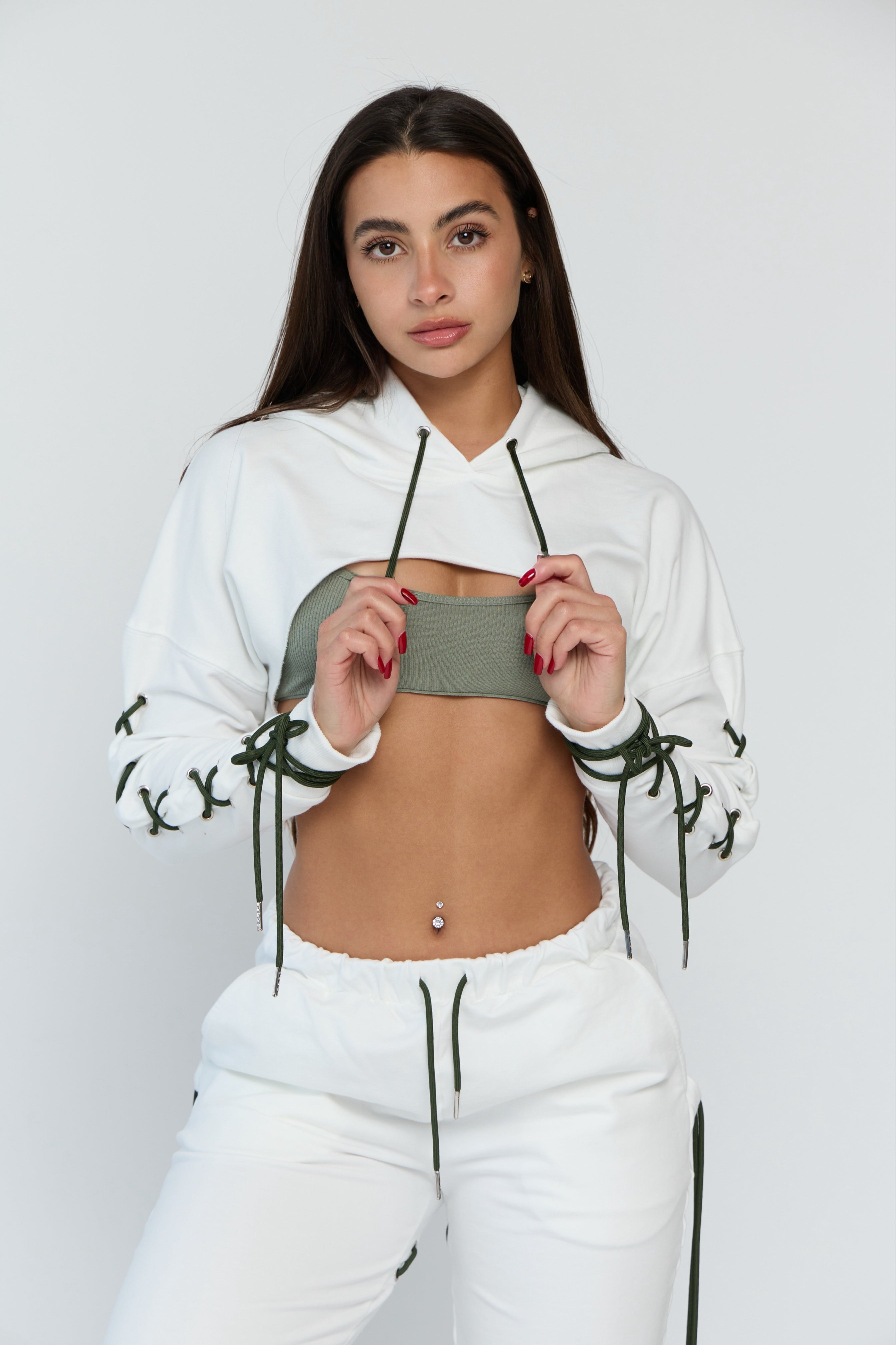 Laced Up Cropped Hoodie