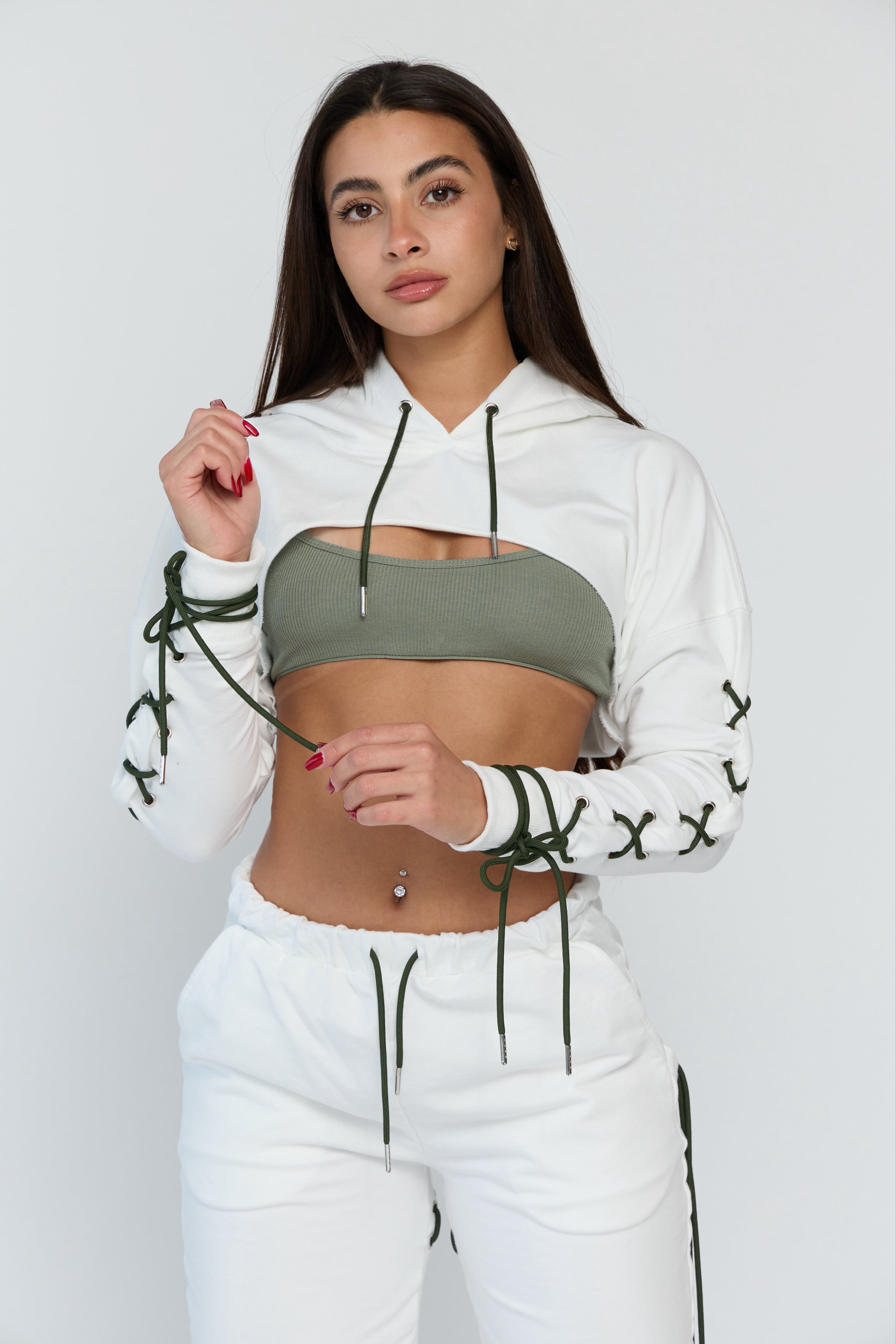 Laced Up Cropped Hoodie